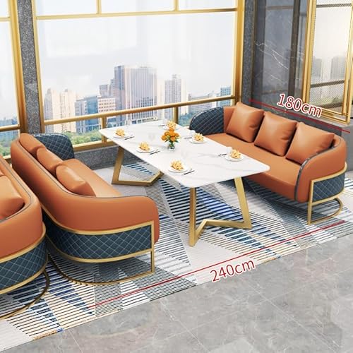 JOSOGO Nordic Style Reception Seating Set - 2-6 Person Upholstered Sofa/Chair for Hotel Lobbies, Beauty Salons, Restaurants - Modern Leisure Waiting Area Furniture(Orange Set 4) - Image 2