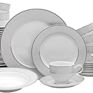 Mikasa Parchment 40-Piece Dinnerware Set, Service for 8, Durable Porcelain Plates, Bowls, and Mugs with Contemporary Design, Dishwasher Safe