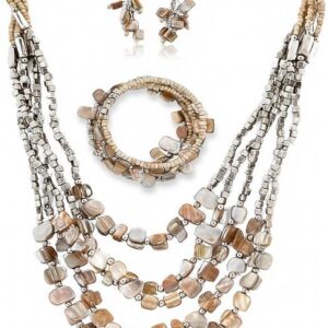 Costume Jewelry Sets for Women – Beaded Bracelet Earrings and Necklace Set – Handmade Seed Beads Vintage Summer Beach Boho Jewelry – Birthday Anniversary Valentines Day Gifts for Womens – 22 Inches