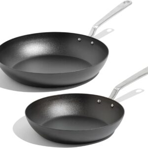 Made In Cookware – 2 Piece (Includes 10″,12″) Seasoned Blue Carbon Steel Frying Pan – (Like Cast Iron, but Better) – Professional Cookware – Crafted in Sweden – Induction Compatible