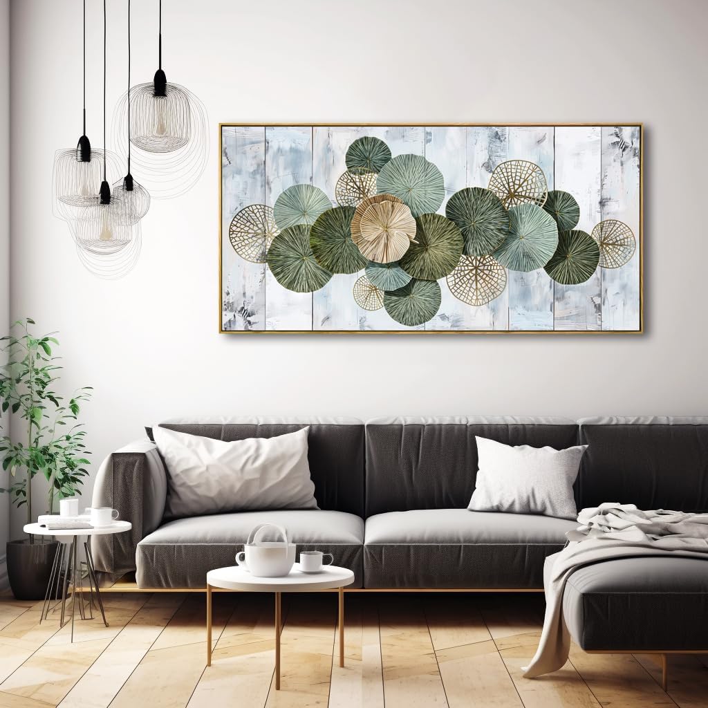 Wall Art Simple Wall Decor Green Canvas Painting Abstract Wall Art for Bedroom Living Room Dining Room Home Office Decor 30"x60" with Framed - Image 5