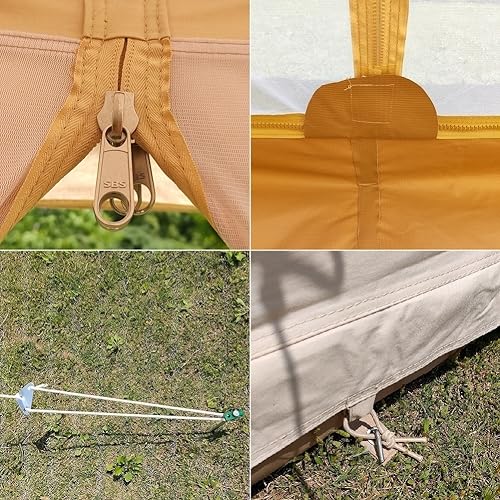 Dream House Outdoor Waterproof Cotton Canvas Family Camping Bell Tent (Beige Cotton Canvas Tent, Diameter 6 Meter) - Image 6