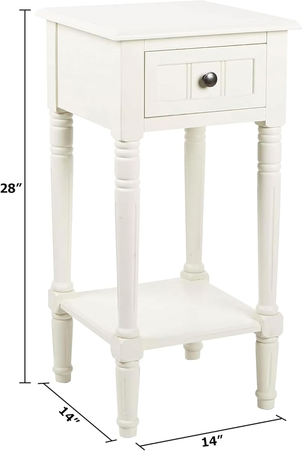 Decor Therapy Storage, Traditional Style, Small End Accent Table, Sturdy, Wood- Simplify Side Table for Living Room, Bedroom Entryway, 17.05 in x 13.23 in x 17.05 in, White - Image 3