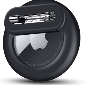 Tracker Holder for AirTag Gen 2/Gen 1 with Pin, Safe Hidden Lightweight GPS Tracker for Kids Compatible with Apple AirTag 2/1 for Child, Elderly, Pets Collar, Shoes (Black, 1 Pack)