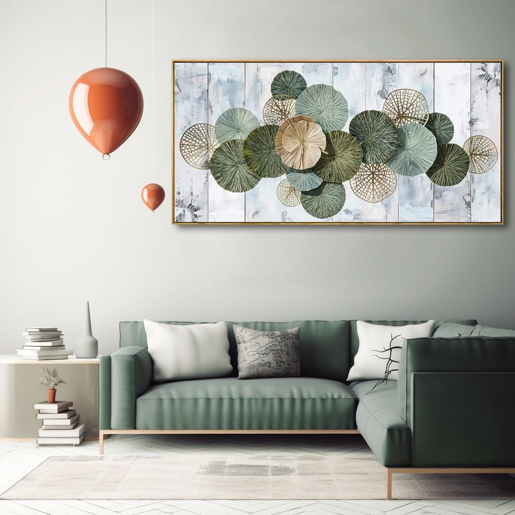 Wall Art Simple Wall Decor Green Canvas Painting Abstract Wall Art for Bedroom Living Room Dining Room Home Office Decor 30"x60" with Framed - Image 2