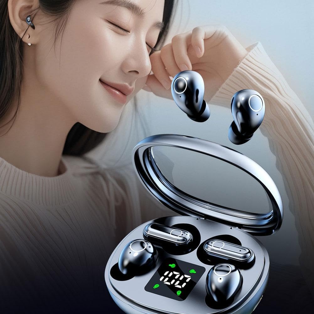 2026 New Ultra Mini 2-Pack Bluetooth Earbuds, 2 Pairs Semi-in-Ear Mini Sleep Earphones,Bluetooth Earbuds in-Ear Noise Cancelling Mic for Side Sports Work,Ear Buds Led Power Display - Image 3