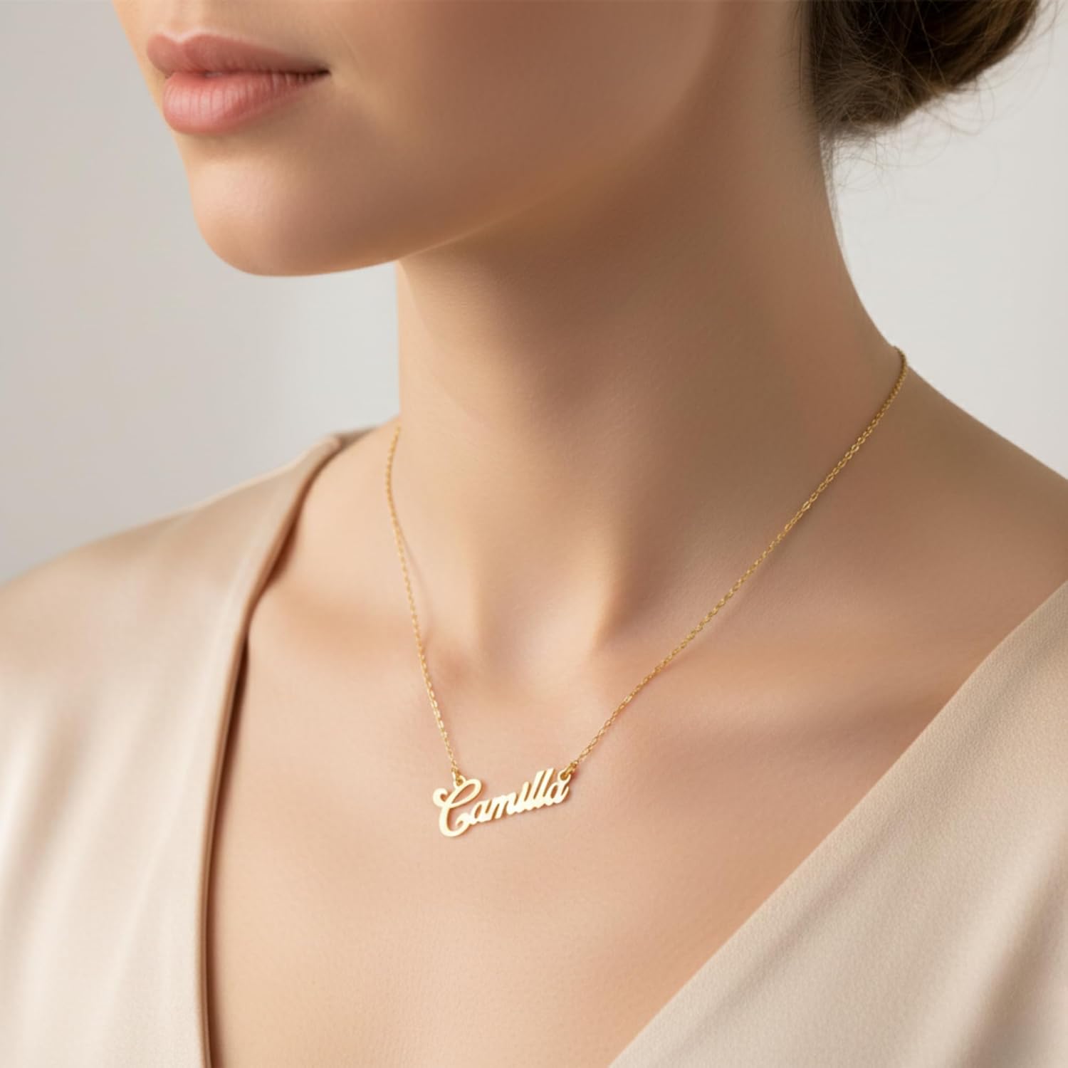 TeeVerse Custom Name Necklace Personalized 18K Gold Plated Nameplate Customized Jewelry Gift for Women - Image 2