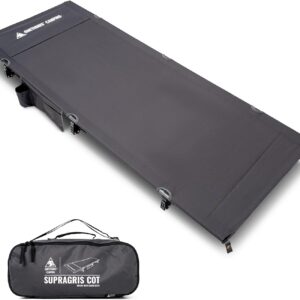 ONETIGRIS SUPRAGRIS Camping Cot, Support Up to 400lbs, Lightweight Comfortable Folding Bed for Camping, Hiking, Backpacking, Travel, Car Trips, Office Nap (Gray)