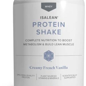 IsaLean Protein Shake – Complete Superfood Meal Replacement for Maintaining Healthy Weight and Lean Muscle Growth with 24 Vitamins and Minerals – 28.6 oz – 14 Meal Canister (Creamy French Vanilla)