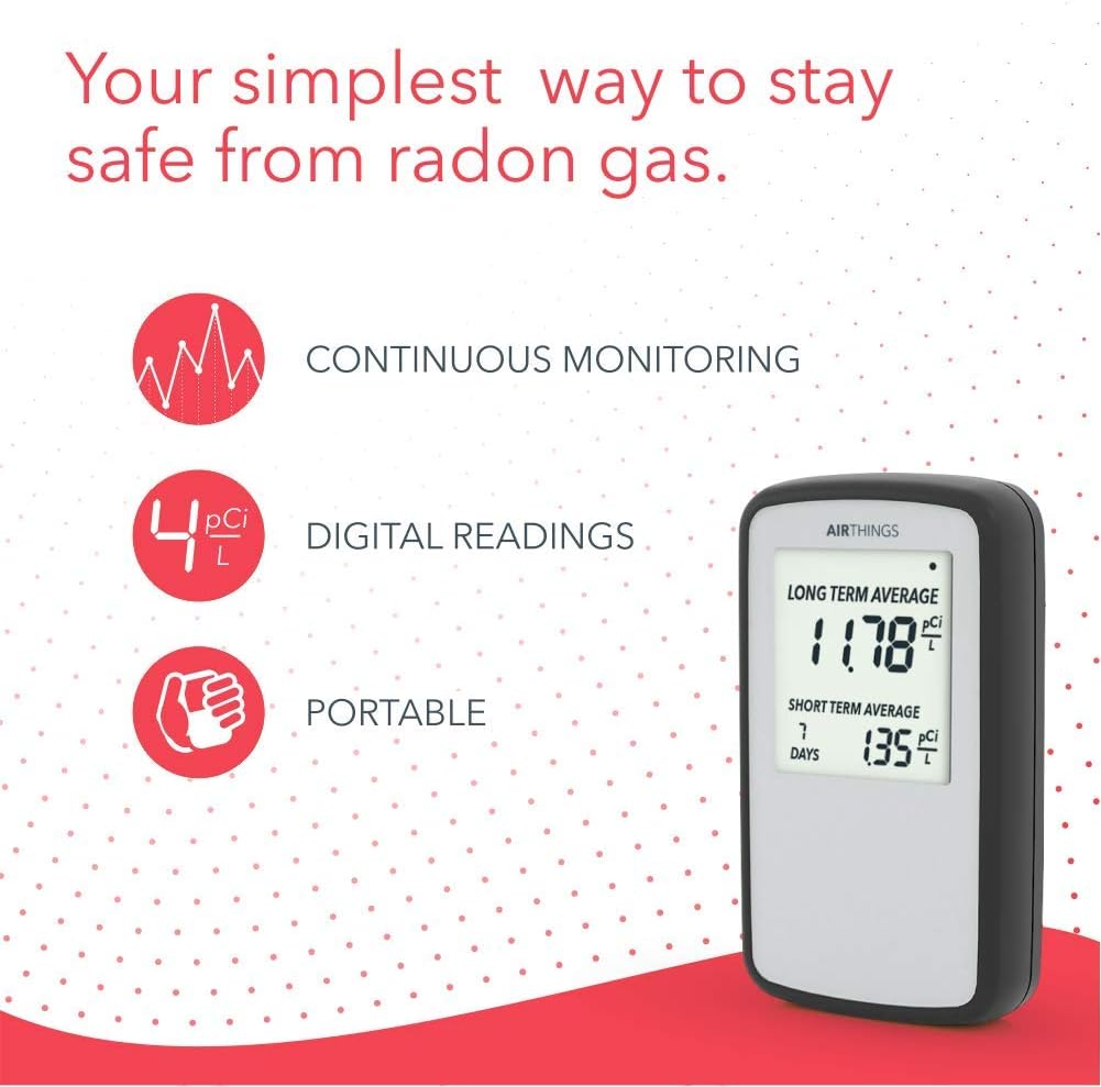 Airthings Corentium Home Radon Detector 223 Portable, Lightweight, Easy-to-Use, (3) AAA Battery Operated, USA Version, pCi/L - Image 4