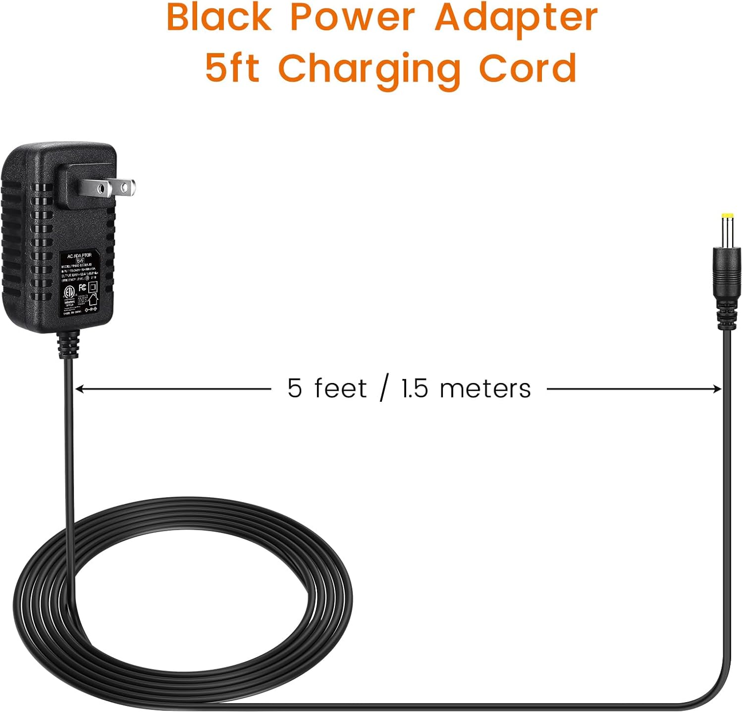 15W Power Cord Adapter for Echo Spot Smart Clock & Pop Smart Speaker - Black Wall Charger Plug Long Cable, 5ft - Image 7