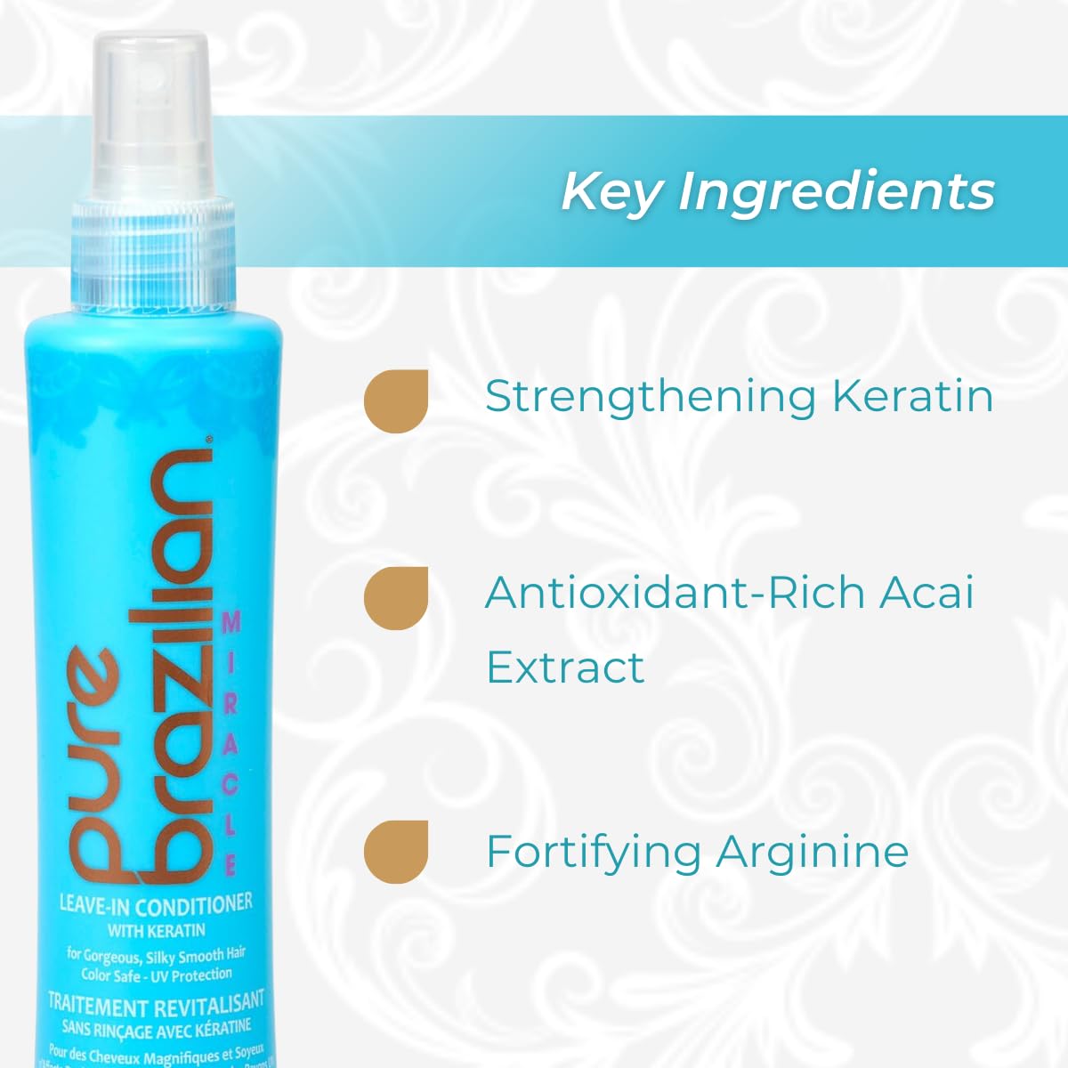 Pure Brazilian Leave-In Conditioner, Nourishing Hair Treatment Enriched with Keratin to Fortify & Strengthen, 6.78 Ounce (200 Milliliter) - Image 3