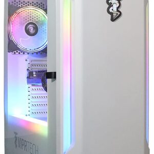 ViprTech Avalanche 2.0 Gaming PC – AMD Ryzen 7 (8c/16t 4.1Ghz Turbo), AMD RX 580 8GB, 16GB DDR4 RAM, 512GB SSD, RGB, WiFi, Prebuilt Computer Desktop Tower, White