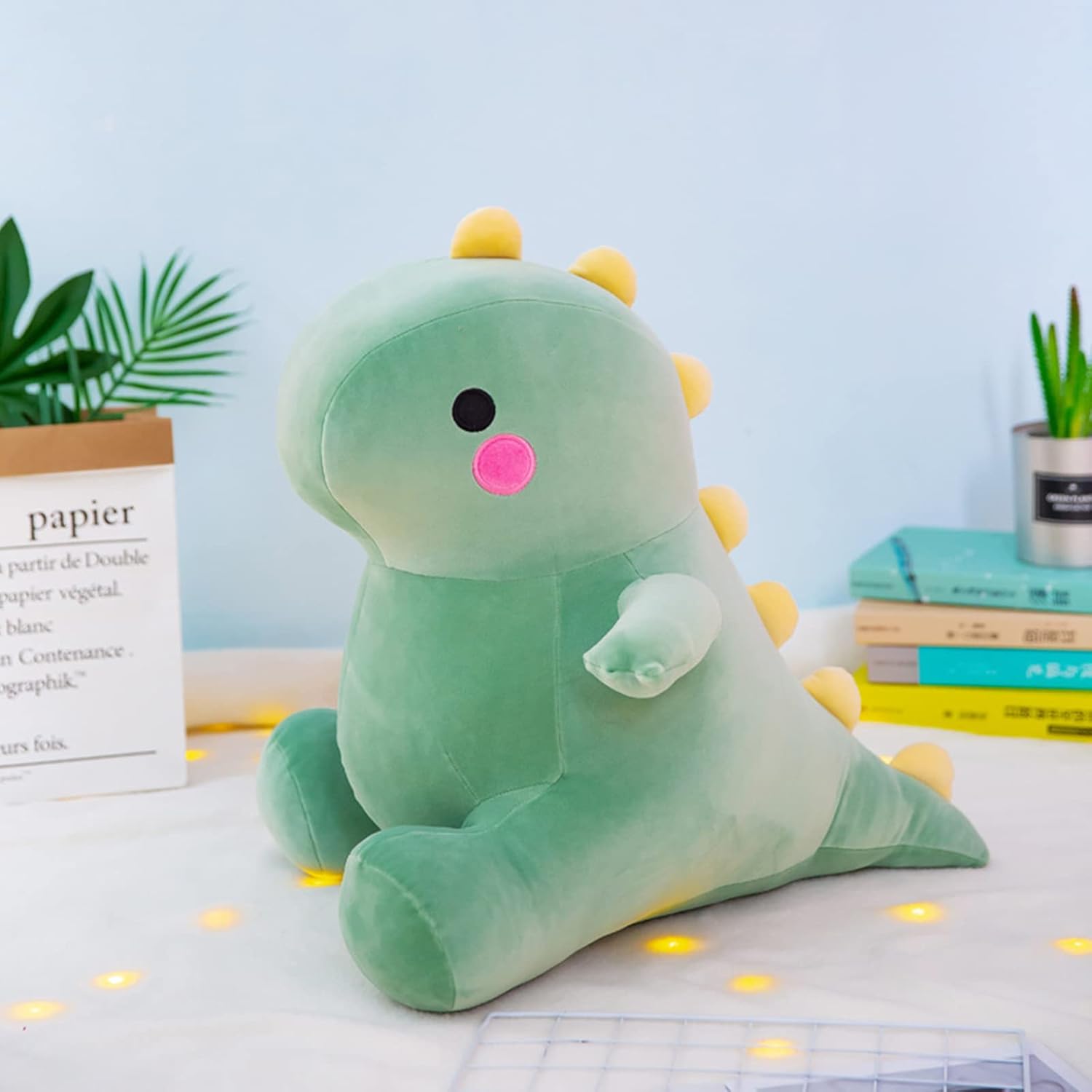Cute Fat Dinosaur Plush Toys, Soft Stuffed Animals Toys Dolls, Dino Plushies, Cute Birthday Gifts for Kids Girls Boys (Green,8in) - Image 2