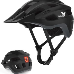 Bike Helmet for Adults, Lightweight Mountain Bicycle Helmet with USB Rechargeable LED Rear Light, Removable Sun Visor for Women, Men, Suitable for Cycling and Commuting