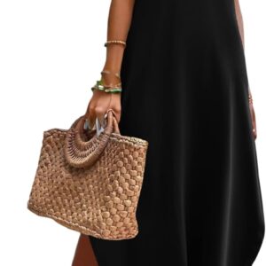 Zeagoo Women’s Casual Sundress Summer Maxi Sleeveless V Neck Split Boho Beach Dress Travel Vacation Dress with Pockets