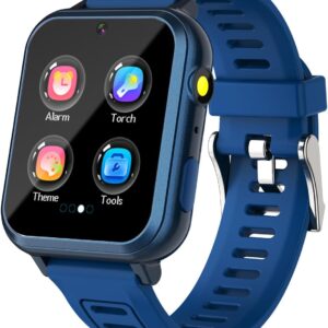 Smart Watch for Kids Game Watch with 39 Educational Games HD Camera, Habit Tracking, Music, Alarm Clock, Calculator, Calendar, Flashlight, Suitable for Children’s Toys Aged 3-12 (Blue)