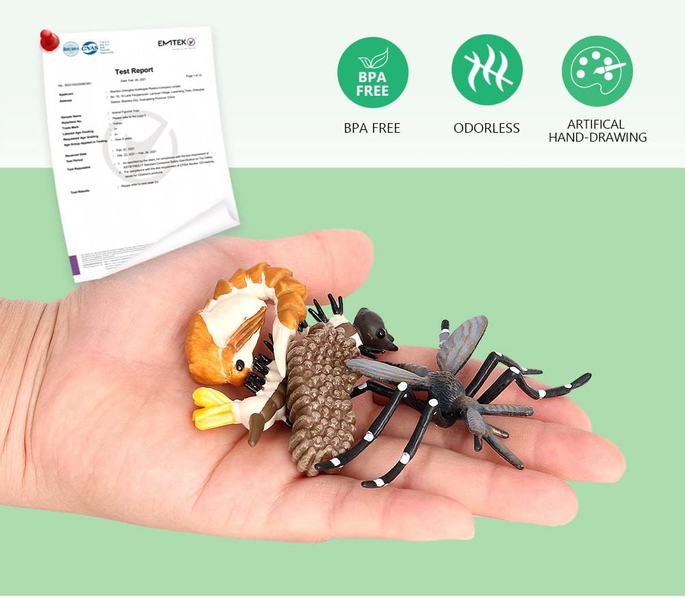 Volnau Animal Figurines Toys 17PCS Life Cycle Figure Set for Toddlers Kids Salmon Octopus Wolf Spider Mosquito Christmas Birthday Gift Preschool Educational Prop - Image 2