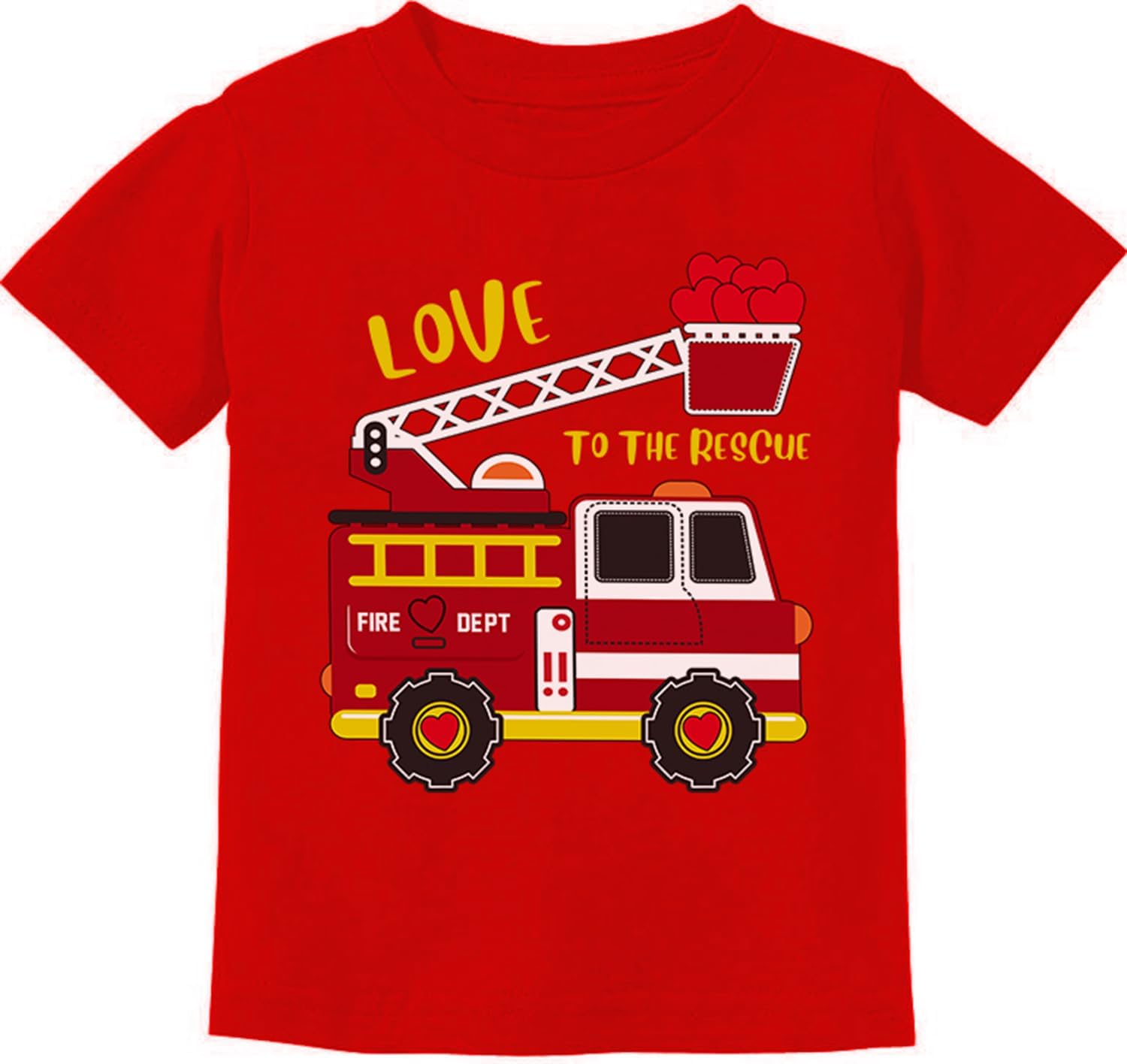 Kids Valentine's Day Red Tee Toddler Boy Girl Love Heart T-Shirt 2-7 Years