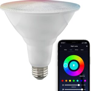 Satco S11258 Starfish 15-Watt WiFi Smart LED Light Bulb, Works with Siri, Alexa, Google Assistant, SmartThings, 2700K-5000K, PAR38, 1200 Lumens, White