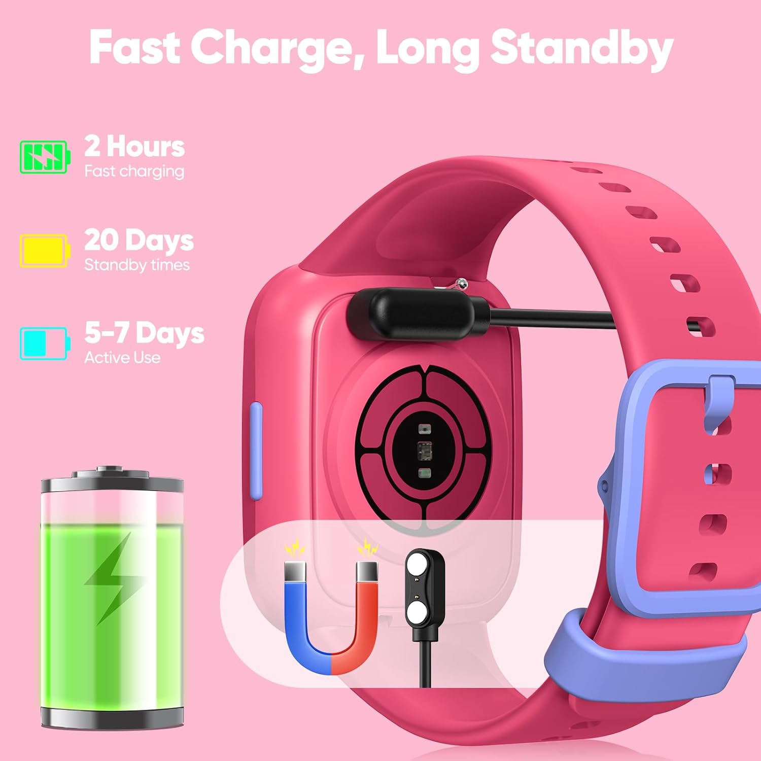 Smart Watch for Kids No APP/Phone Needed, HD Touch Screen Fitness Tracker with Heart Rate, Sleep Monitor, IP68 Waterproof Smartwatches with Pedometer, Alarm Clock, Gifts for Kids Ages 4-12 - Image 7