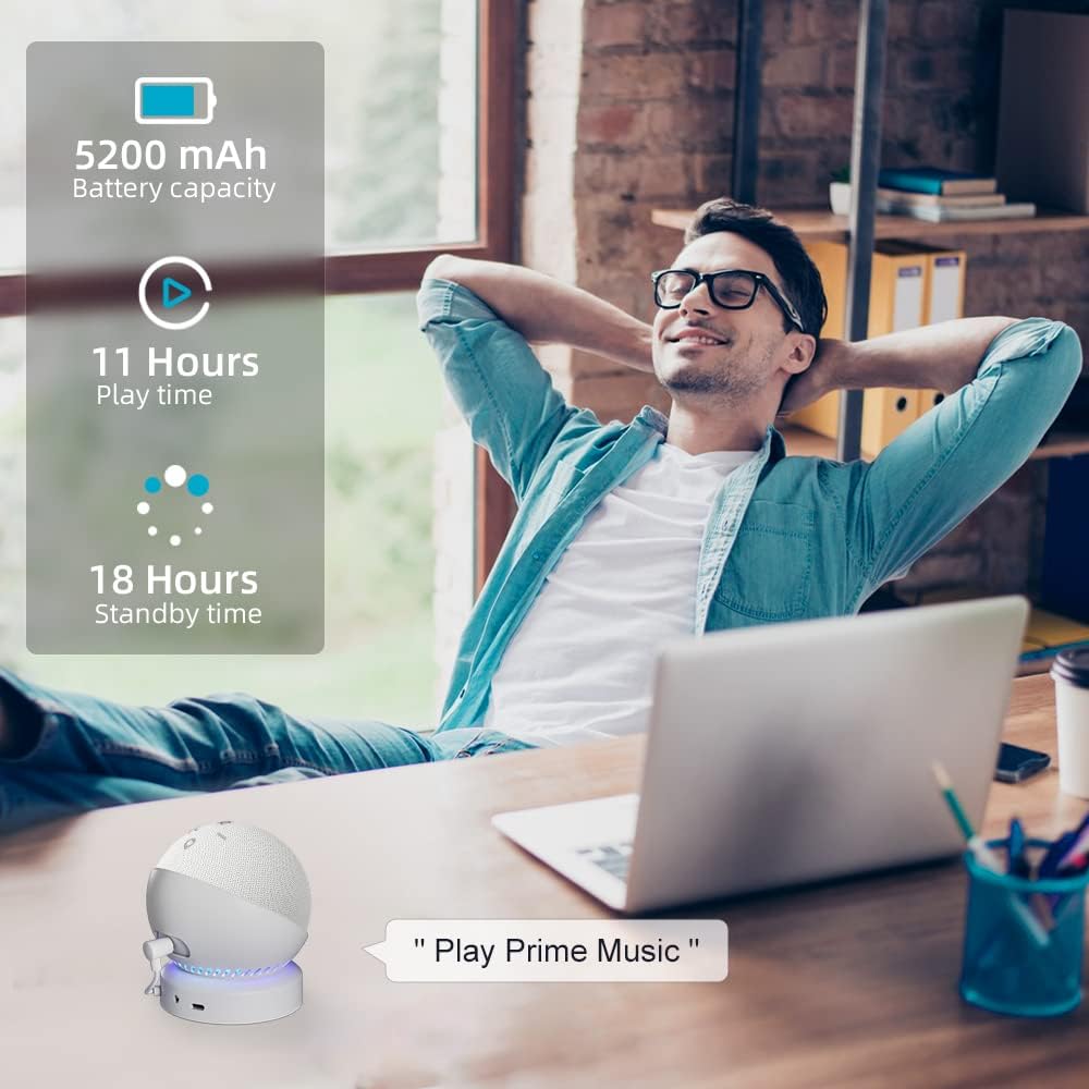 Battery Base for Echo dot 5th Generation Portable Echo Dot 4th Generation and Homepod Mini Battery Stand Accessories, not Including The Speaker(White) - Image 4