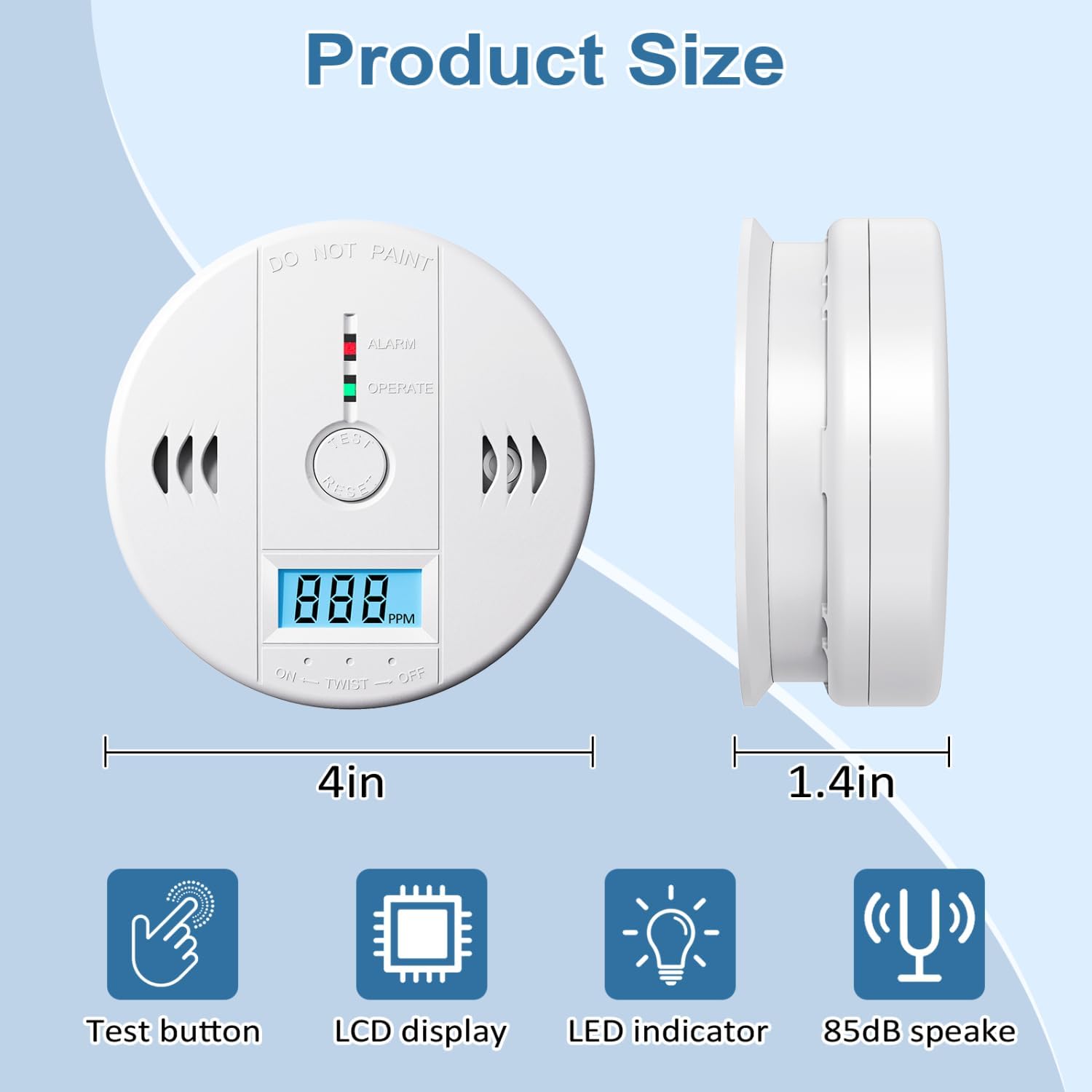 3 Pcs Carbon Monoxide Detectors, CO Detector, Carbon Monoxide Alarm Battery Powered with LCD Display, CO Alarm Carbon Monoxide Detector for Home (Batteries Included) - Image 4