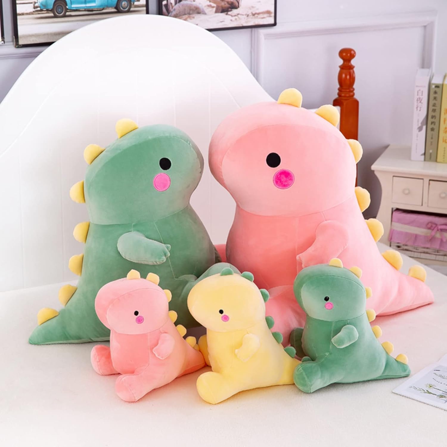 Cute Fat Dinosaur Plush Toys, Soft Stuffed Animals Toys Dolls, Dino Plushies, Cute Birthday Gifts for Kids Girls Boys (Green,8in) - Image 6