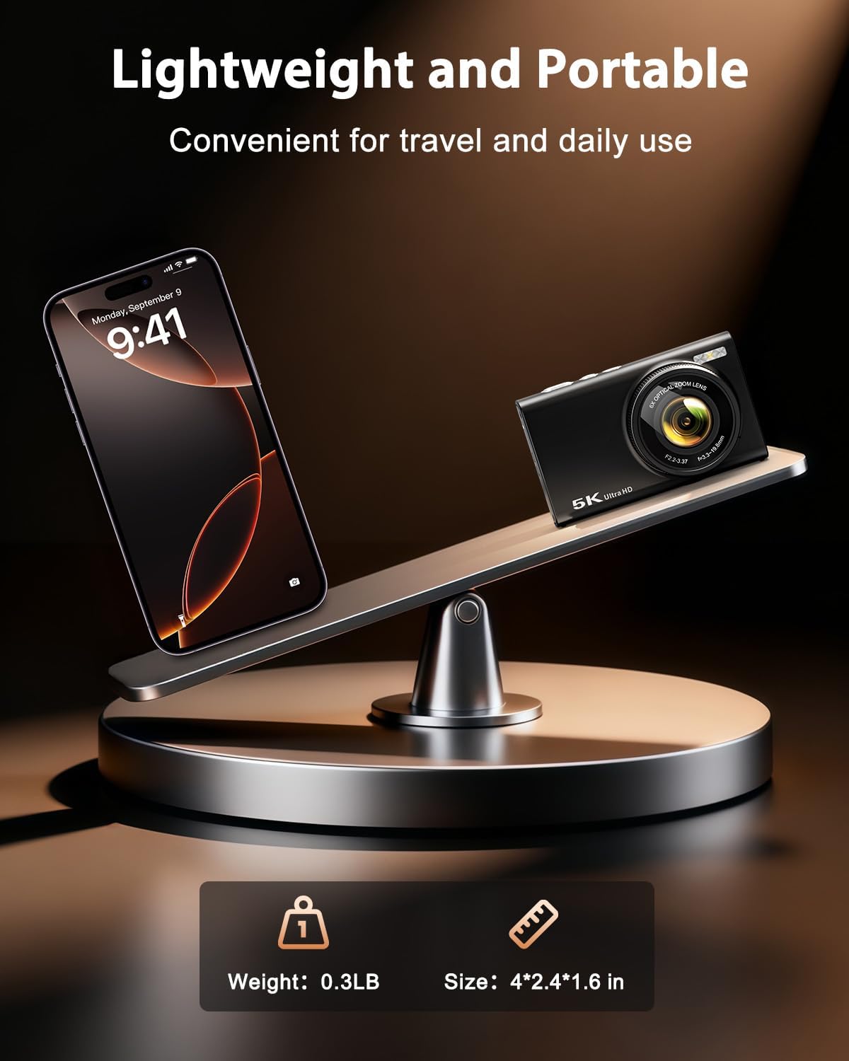 5K Digital Camera for Photography with 6X Optical Zoom, Autofocus 96MP Vlogging Camera for YouTube Video with Dual-Lens, Compact Point and Shoot Travel Cameras for Beginners with 64GB Card & Flash - Image 7