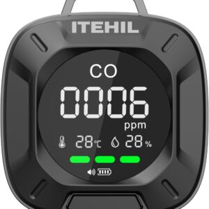 Portable Carbon Monoxide Detector, Mini 3-in-1 CO Detector for Travel & Camping, Camping Carbon Monoxide Detector for RV Car