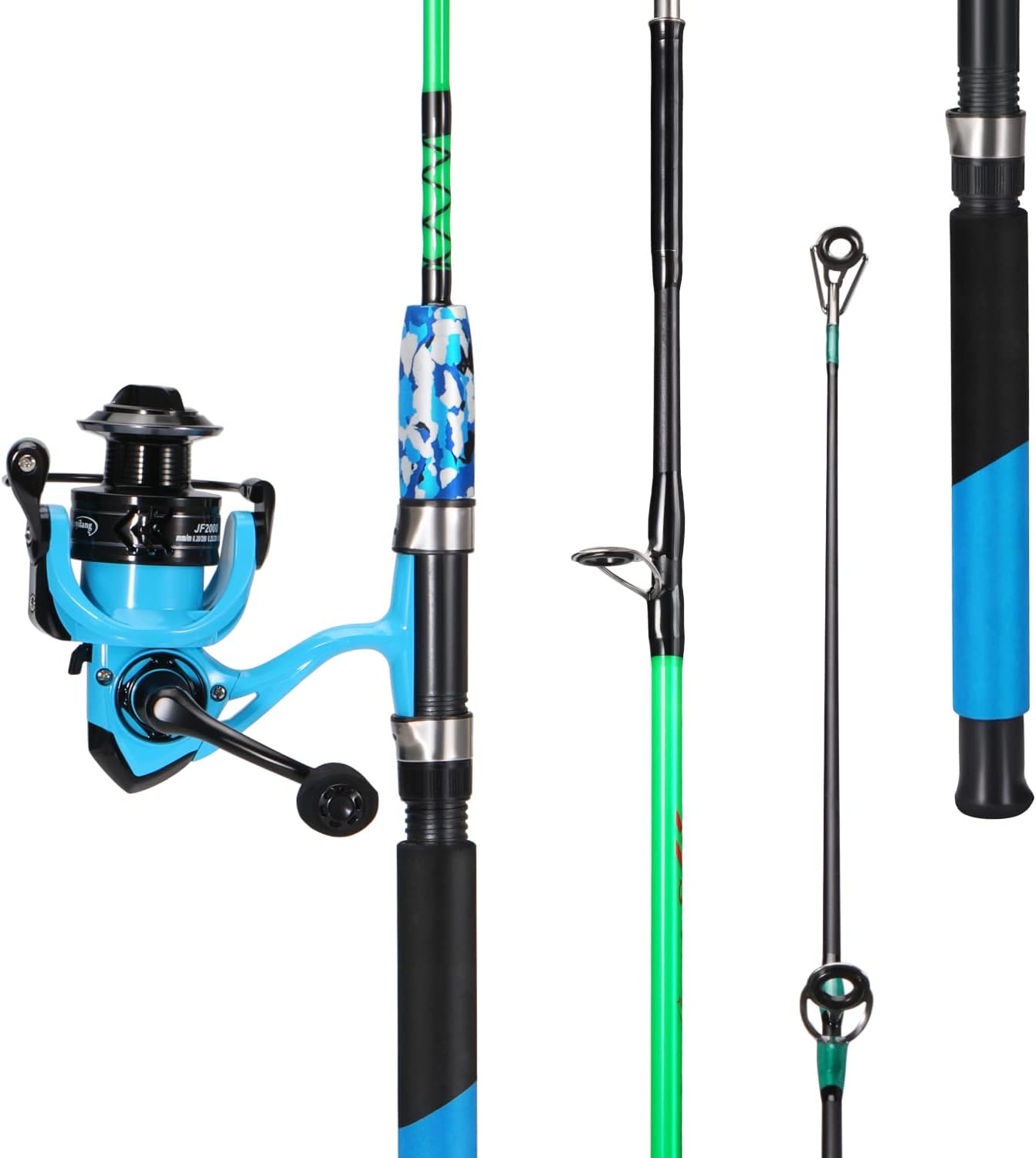 Sougayilang Spinning Reel and 2-Piece Fishing Rod Combo, Durable Graphite & Fiberglass Rod, Split-Grip Cork Handle,Right/Left Handle Position - Image 2