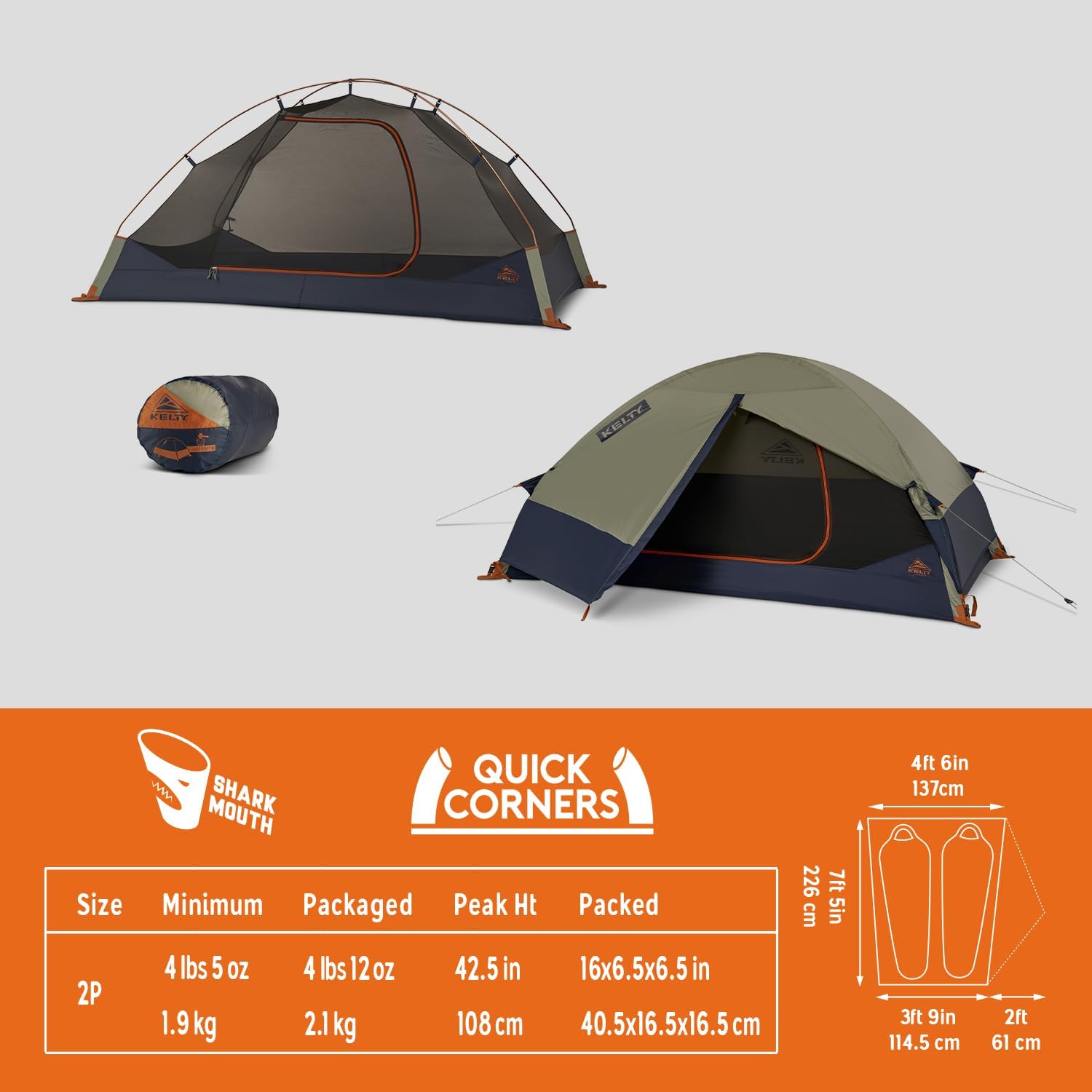 Kelty Late Start Backpacking Tent – Lightweight Two Man Camping Tent Shelter with Quickcorners, Aluminum Poles, Waterproof Poly Fly, Updated for 2024 | Camping Tent Shelter, Quickcorners, Aluminum Poles, Waterproof Poly Fly, Updated for 2024 - Image 5