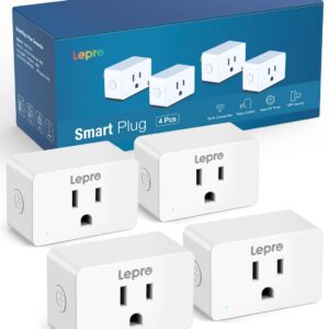 Lepro P1 Smart Plug Mini 15A, Smart WiFi Bluetooth Outlets Work with Alexa & Google Assistant, Voice/APP Control, Safety Lock, Schedule & Group Controller, 2.4G WiFi Only, ETL & FCC Certified, 4-Pack