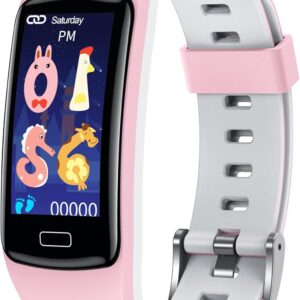 Smart Fitness Tracker Watch for Kids – Boys Girls Waterproof Smartwatch with Pedometer Heart Rate Sleep Tracking Alarm Clock Activity Tracker Calorie Step Counter Watch for Girls Boys Teens