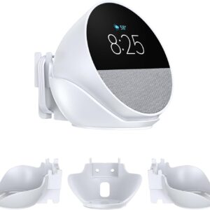 QUIDDITY Echo Spot Wall Mount, ABS Echo Spot Stand Amazon New-est Model Holder with Built-in Wire Organizer, Smart Alarm Clock Shelf, Great for Nightstands, Offices and Kitchens(White)
