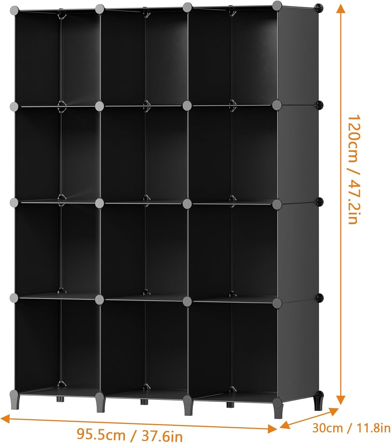Closet Organizers and Storage, 12 Cube Storage Organizer, Portable Closet Organization Clothes Shelves for Kids, Closet, Bedroom, Bathroom, Office, Black - Image 3