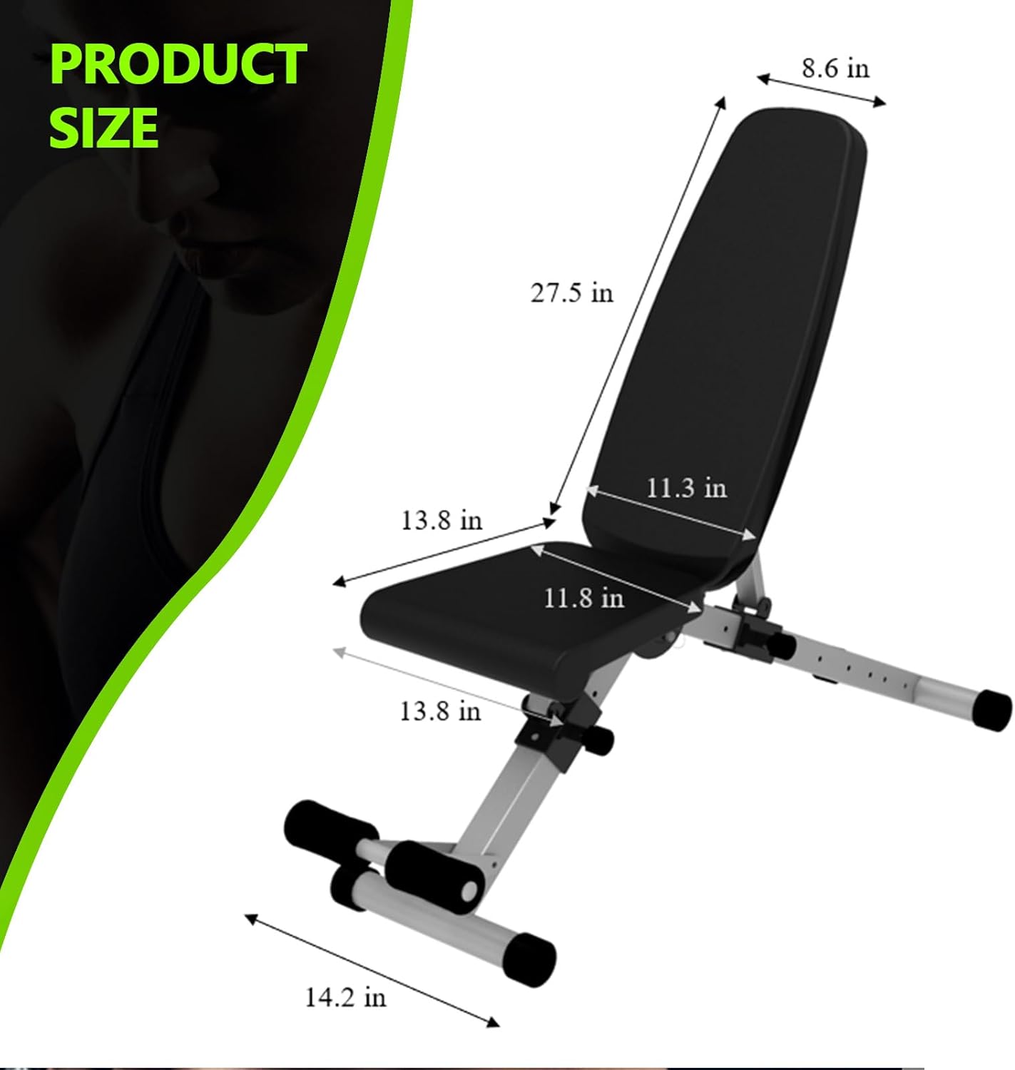 Adjustable Weight Bench, 880 LBS Capacity Foldable Workout Bench with 7 Back Positions, Quick Adjust & Fast Folding Steel Exercise Bench for Home Gym Strength Training - Image 2