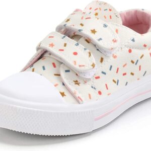 K KomForme Toddler Sneakers for Boys and Girls Dual Hook and Loops Sneakers Baby Canvas Shoes