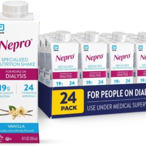 Nepro Nutrition Shake for People on Dialysis, 19g Protein, 420 Calories, Vanilla, 8 fl oz, Pack of 24