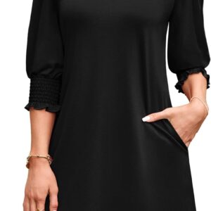 WIHOLL Women’s Summer Dresses 3/4 Puff Sleeve Casual Sundress Dress with Pockets Beach Vacation 2026 Fashion
