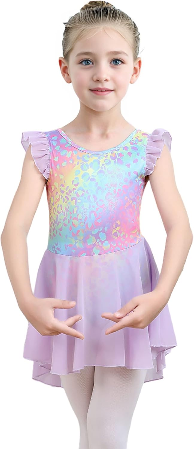 iLover Kids Girls Classic Ruffle Sleeve Tutu kirted Leotard Dress for Dance, Gymnastics and Ballet - Image 4