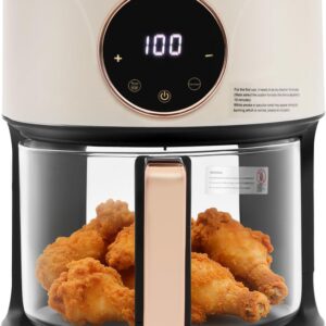 4.2L Air Fryer, 360° Viewable Air Fryers, 8 Preset Modes Touchscreen, 110V Portable Tabletop Glass Air Fryer, Adjustable Temp 176°F to 392°F for Family Gatherings Outdoor Picnics Food Stalls