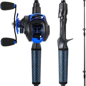 Sougayilang Spinning & Baitcaster Fishing Rod and Reel Combo,IM7 Graphite 2Pc Blanks, Stainless Steel Guides with Ceramic Rings, SuperPolymer Handle with Split Design,“S” Style Hook Keeper