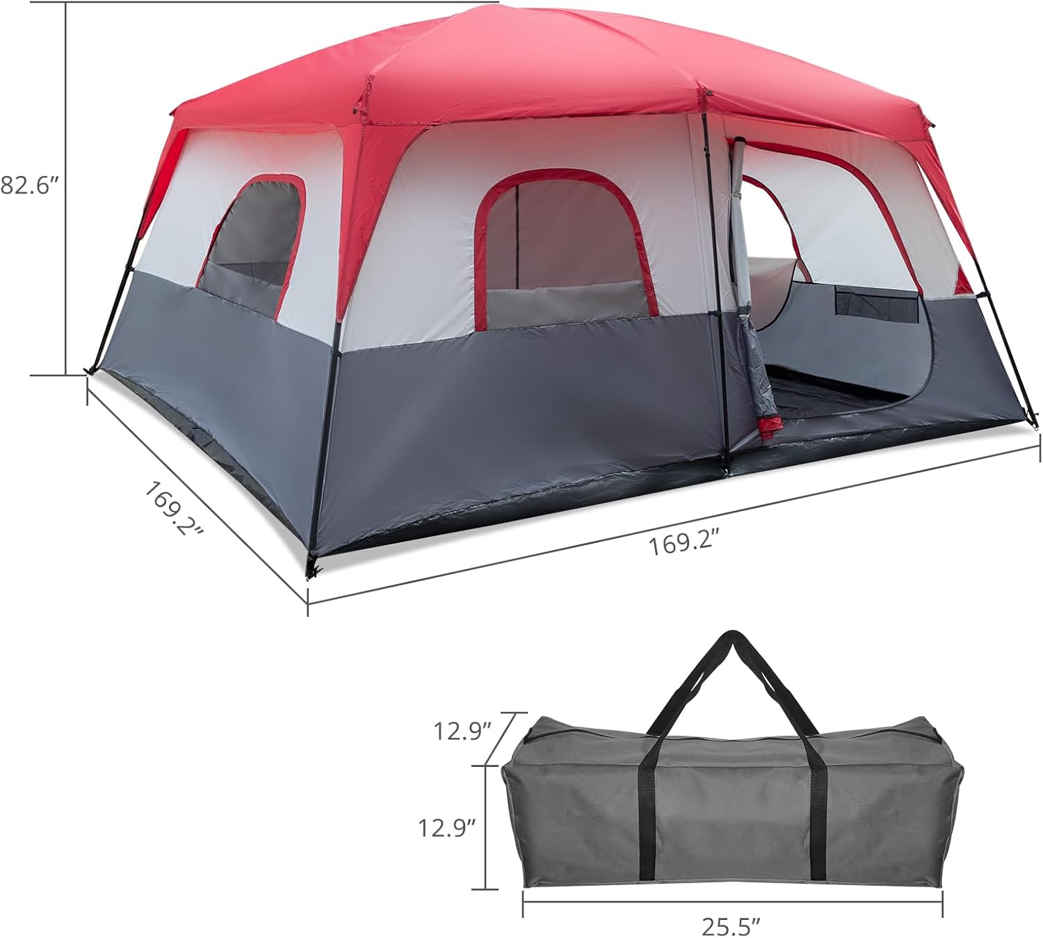 VINGLI 14 Person Tents for Camping 2 Room, Large Multi Room Family Tents for Car Camping & Outdoor Adventures - Image 8