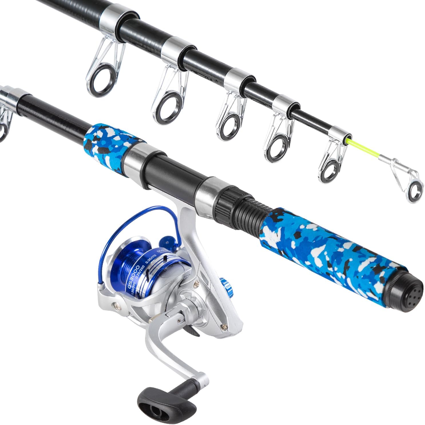 Fishing Pole Combo, 6.9ft Telescopic Rods Set, Collapsible Fishing Rods 2PCS Spinning Reel Set with Carrier Bag Freshwater Fishing Rod and Reel Combos Kits - Image 3