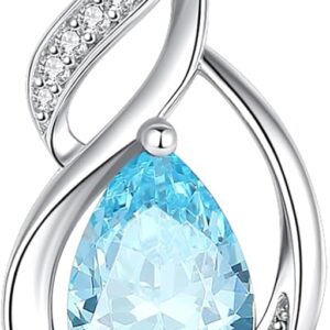 FANCIME Birthstone Necklace for Women Teardrop Necklace S925 Sterling Silver Infinity Love Birthday Gifts for Mom Women Girls, 16″+2″ Inches