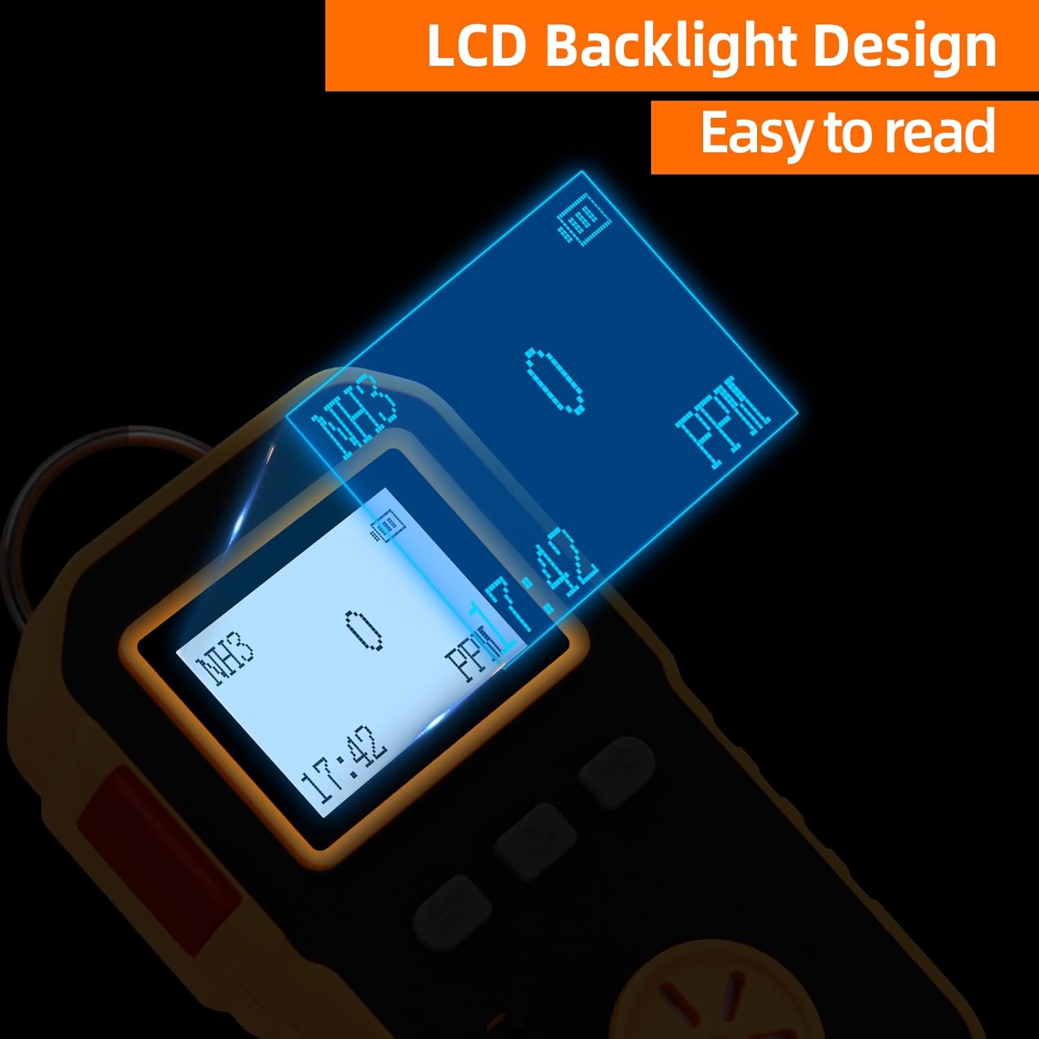 Ammonia Meter, NH3 Gas Leak Detector, 0-100ppm Monitor with 2 Sensitivity Level, Explosion-Proof Industrial Tester, Rechargeable Battery Operated Reader, Alarm Safety for Work Home - Image 7