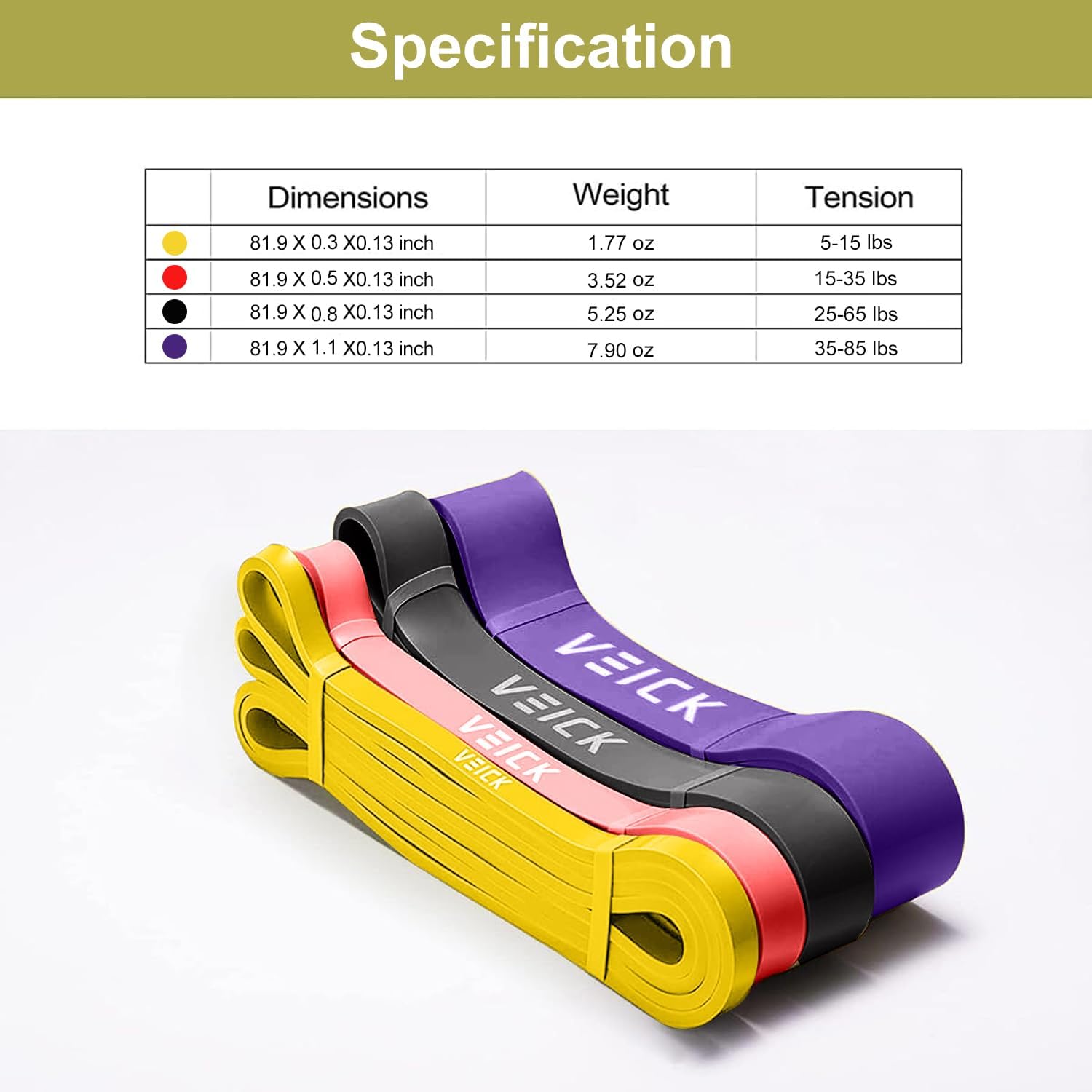 VEICK Resistance Bands for Working Out, Exercise Bands, Workout Bands, Pull Up Assistance Bands, Long Heavy Stretch Bands Set for Men Women, Power Weight Gym at Home Fitness Equipment - Image 2
