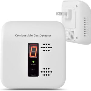 Gas Leak Detector, Plug-in Natural Gas Detector for Methane, LPG& Coal Gas Alarm in Home, Kitchen, RV, Camper, AC 110V-240V, – 1 Pack (White)