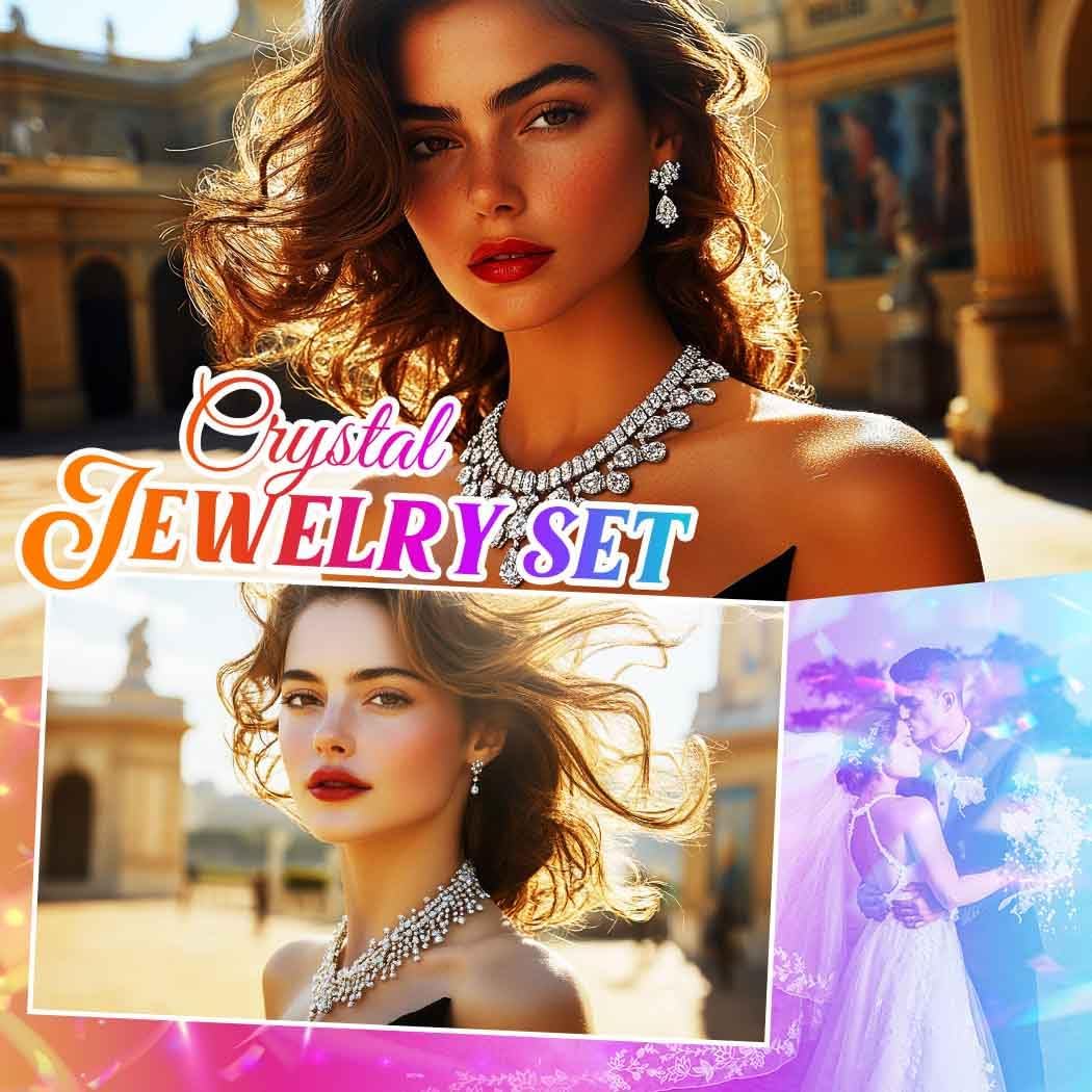 Unicra Rhinestone Bridal Wedding Jewelry Sets Black Necklace Earrings Bracelet Ring Set Prom Formal Costume Jewelry Set for Women and Brides - Image 4